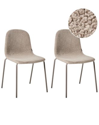 Beliani Conjunto de 2 sillas de conferencia boucl&eacute; gris pardo