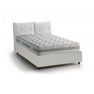 Dmora Dmora - Cama Matrimonial Dmancus, Cama Contenedor Con Revestimiento De Tela, 100% Made In Italy, Apertura Frontal, Con Colch&oacute;n 160x190 Cm Incluido, Bl