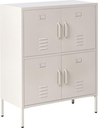 Beliani Aparador De Almacenaje Aparador De Metal De 4 Puertas Para Oficina En Casa Beige Claro Holbeck