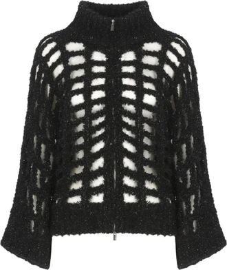 PESERICO Trui met geperforeerde rits - Zwart