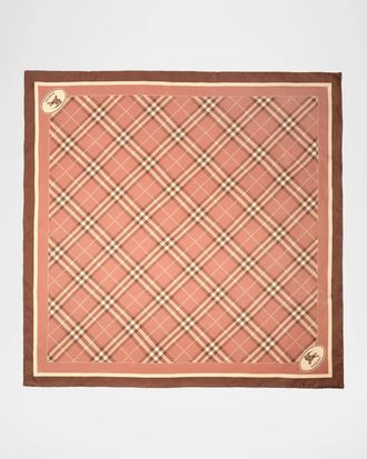 Burberry Check Knight Stamp Silk Scarf