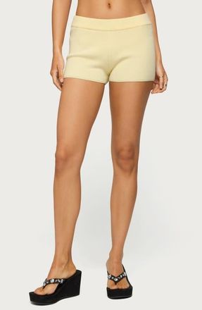 Edikted Lorie Rib Shorts in Yellow at Nordstrom, Size X-Small