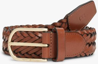 Tommy Hilfiger Mens Woven Leather Belt - Brown - 40
