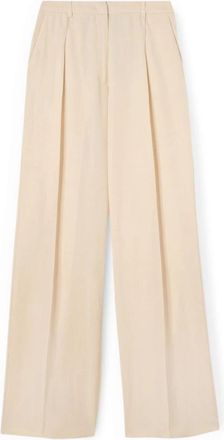 Motivi Broek met wijde pijpen en plooien - Dames - Wijde Broeken - Wit - S - Katoen - Broeken