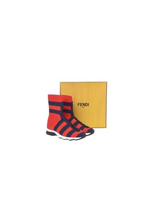 Fendi Red/ Blue Knit Socks Sneakers Size 36