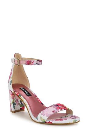 Nine West Pruce Ankle Strap Sandal in Medium Pink Floral at Nordstrom, Size 8.5