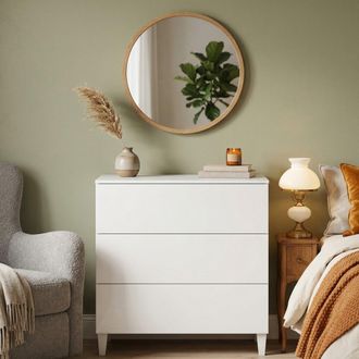Dmora Cajonera Dagoume, Cajonera Con 3 Cajones, Tocador Para Dormitorio, C&oacute;moda Moderna, 80x40h80 Cm, Blanco - Dmora