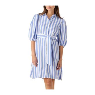 Janice Kleedjes, Dames, Blauw, L, Denim, Blauwe Mini Jurk voor Zonnige Dagen