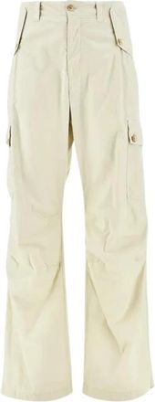 Dolce & Gabbana Pergamena Medio 2 Pants - Heren - Wijde Broeken - Wit - M - Leer - Broeken