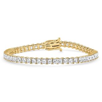 Pompeii3 9.20Ct Princess Cut Diamond 7 Tennis Bracelet 14k Gold Lab Grown