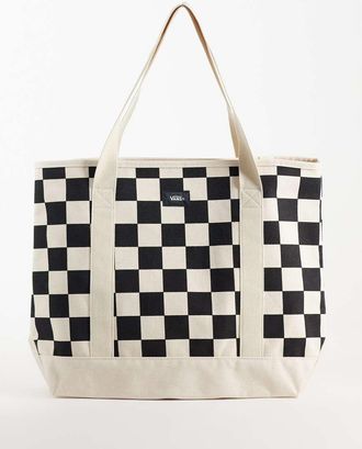 Vans Perg - Borsa shopping bianca e nera a scacchi-Bianco