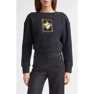 Bode Bullion Card Cotton Graphic Sweatshirt in Black at Nordstrom, Size X-Small