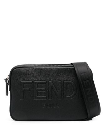 Fendi embossed-logo shoulder bag - Black