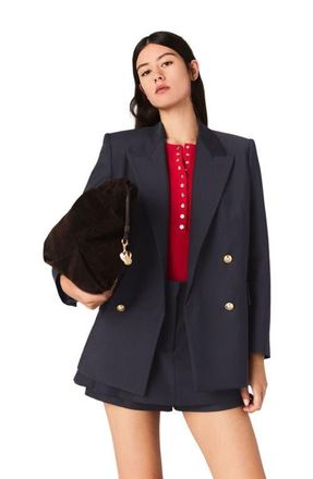 Maje Blazer with gold buttons in Navy at Nordstrom, Size 40 Eu