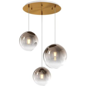 Top-Light Sosp. ottone sat. 3 luci tondo vetri (2 piccoli +1 medio) tutti bronzo 1194OS-S3 tpm-br