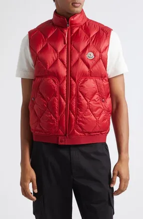 Moncler Erelia Diamond Quilted Down Vest in Deep Red at Nordstrom, Size 2