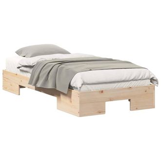 Berkfield Home Durable Floor Bed Frame with Storage Brown 75 x 190 cm Solid pine wood in Natural
