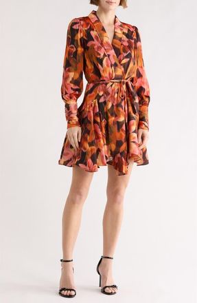 Tart Glenna Long Sleeve Wrap Minidress in Bromeliad Ikat V2 at Nordstrom Rack, Size Medium