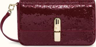 Furla Iride Borsa A Tracolla S Ribes G Rosso Tessuto Con Paillettes Donna