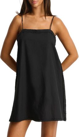 Sea Level Australia Shore Linen Panelled Cover-Up Dress in Black at Nordstrom, Size X-Small