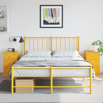 vidaXL Vidaxl - Mesitas De Noche 2 Uds Acero Amarillo Mostaza 34,5x39x62 Cm