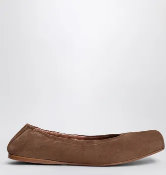 Alaia Ballerina bimateriale con punta squadrata marrone