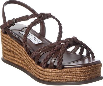 Jimmy Choo London Nyra 60 Suede & Leather Wedge Sandal