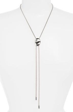 Open Edit Puffy Pebble Bolo Necklace in Silver at Nordstrom