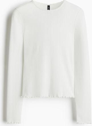 H&M Shirt aus Pointelle-Jersey - White