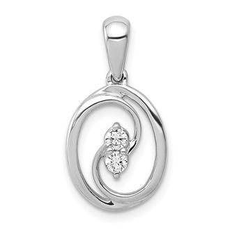Diamond2Deal 14k White Gold Polished 1/8 carat Diamond Oval Pendant