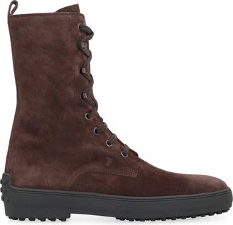 Tod's Womens Ankle Boots Suede Rosewood Calfskin