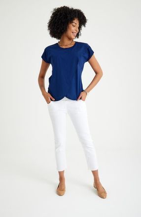 Accouchée Handy Crossover Short Sleeve Cotton Maternity/Nursing Top in Navy Blue at Nordstrom, Size X-Large Eu