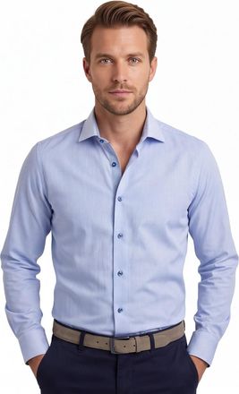 Led&ucirc;b business overhemd Ledub Modern Fit New blauw effen