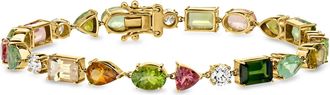 Ross-Simons Multicolored Tourmaline and Lab-Grown Diamond Bracelet in 18kt Gold Over Sterling