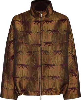 Elena Miro Printed Jacquard High Collar Zip Jacket