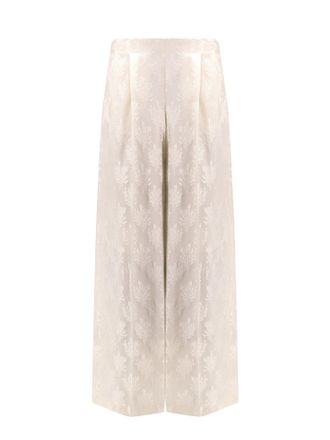 Fendi Jacquard Silk Trouser With Floral Motif