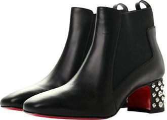 Christian Louboutin Black Leather Study Heeled Boots Size 40