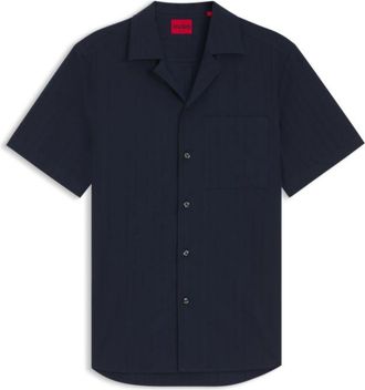 HUGO BOSS Relaxed-fit cotton shirt with structured stripe