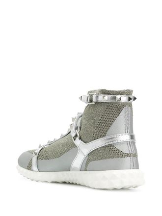Valentino Rockstud High-Top Sneaker - Silver