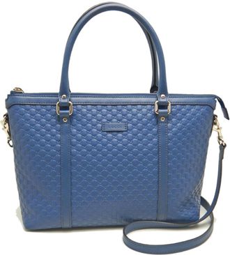 Gucci Blue Leather Tote Bag (Pre-Owned)
