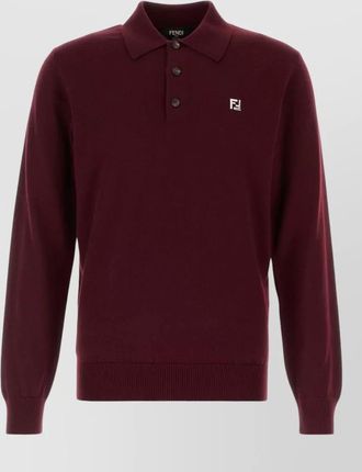 Fendi stretch wool polo shirt ribbed cuffs