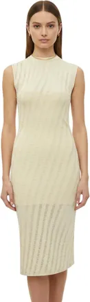 Iro Light Yellow Textured Midi Dress