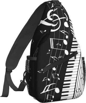 Generic Music Note Piano Shoulder Bag Adjustable Cross Body Bag With Zipper Daypack For Casual Women Men