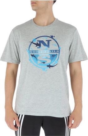 North Sails Bedrukt T-shirt met korte mouwen en ronde hals - Heren - T-shirts - Grijs - L - Katoen - Tops