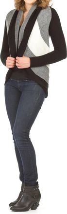 Papillon Stripped Cacoon Cardigan In Black/white