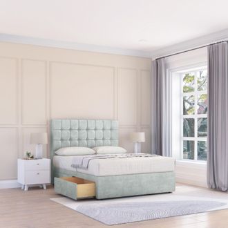 Sloomy Alabama Naples Bed Set With 2 Drawers, Mattress & 54 Headboard in Silver | Size: Small Single