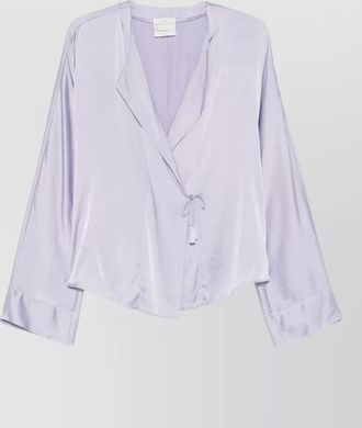 Forte_Forte silk shirt tassel detail v neckline