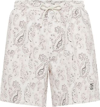Brunello Cucinelli paisley-print swim shorts - men - Polyester - S - White