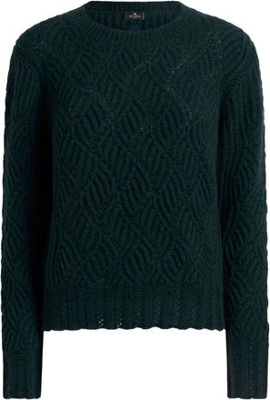 Etro perforated pattern cashmere sweater - women - Cashmere - 46 - Green