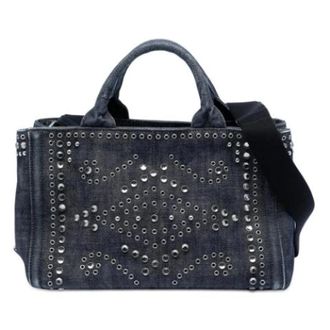 Prada Pre-owned Handbags, female, Gray, Size: ONE SIZE Pre-owned Canapa Tote Bag